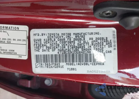 2003 Toyota Camry Le из США, поврежденный, VIN 4T1BE32K23U642190